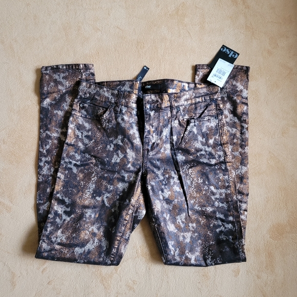 ELSE BRONZE SNAKE SKINNY JEANS SIZE W28 - Picture 11 of 12